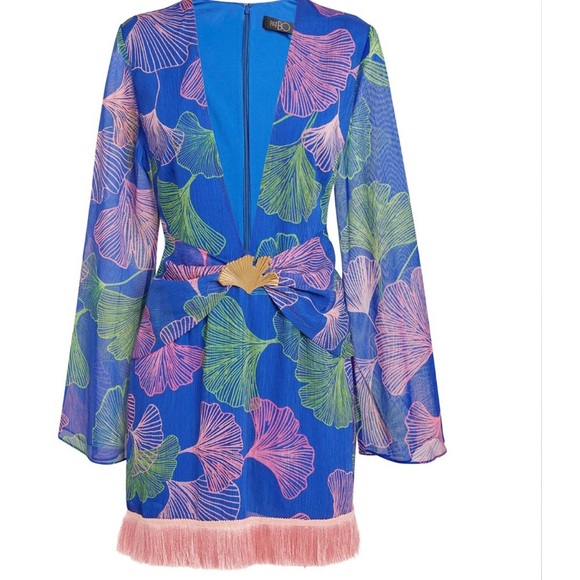 PatBo Ocean Leaf Plunge Mini Dress - Picture 1 of 6